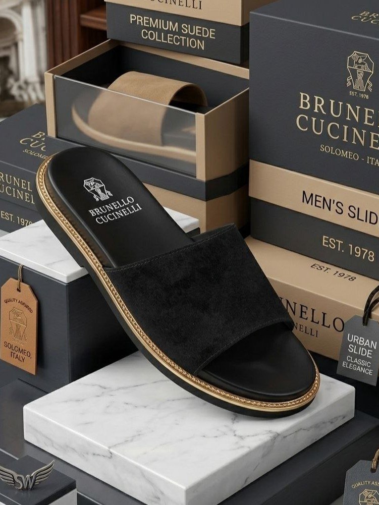 Brunello Cucinelli Premium Natural Suede Slides (China) 17758 b.0q.707d