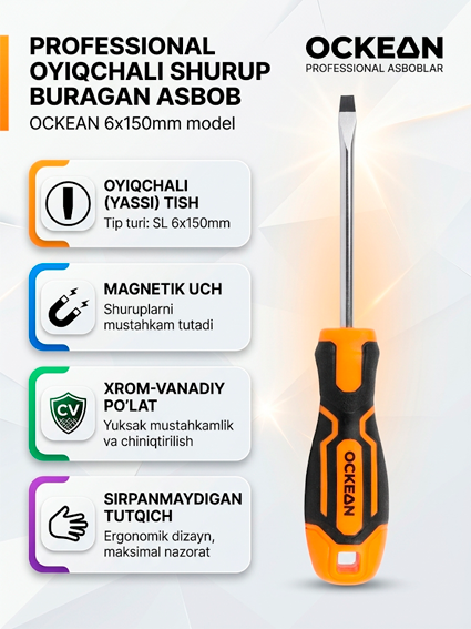 OCKEAN SL Magnitli Tekis Otvyortka  5x100 — Model: 300014    15033