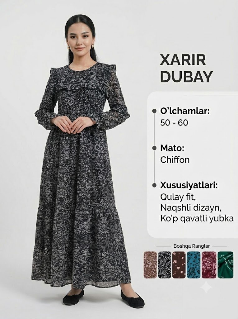 Xarir Dubay – Nafis va yengil ayollar ko‘ylagi 15413