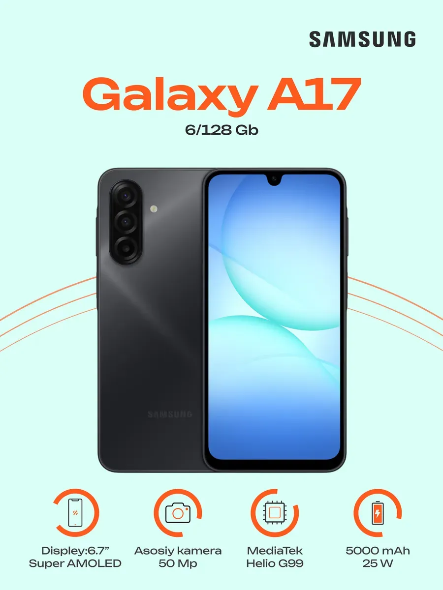 Samsung Galaxy A17 6/128 GB – katta ekran, kuchli xotira