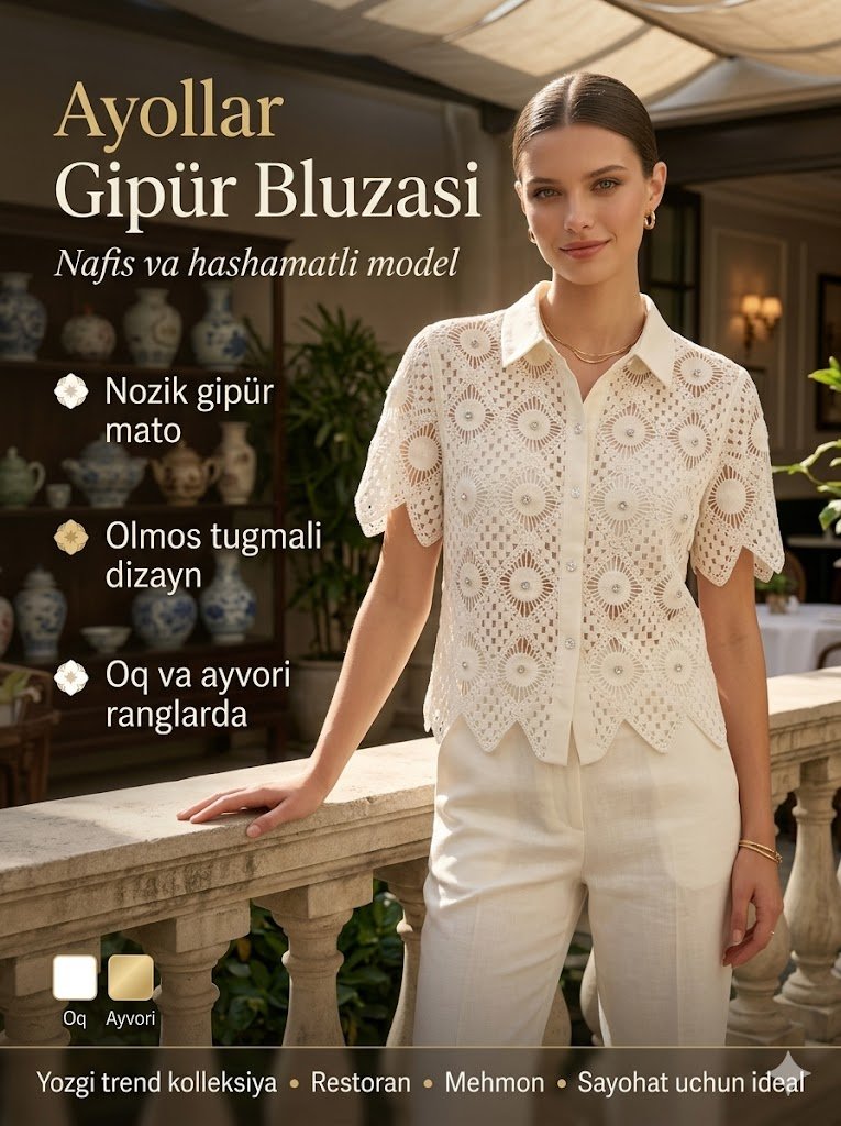Ayollar Gipür Bluzasi b7q326d 14177