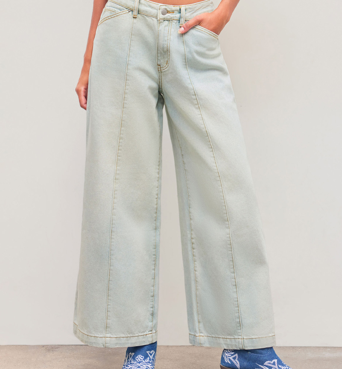 Shim Jinsi Valeri Keng Wide Leg Baggy, Burchakli Chiziqlar Bilan b9q1b185d