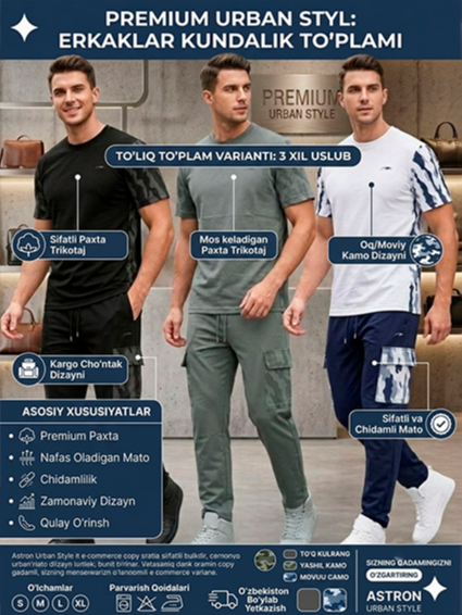 Premium Erkaklar Yozgi Kostyum-Dvoykasi "Premium Urban Style" 17772 b.0q.2b.703d