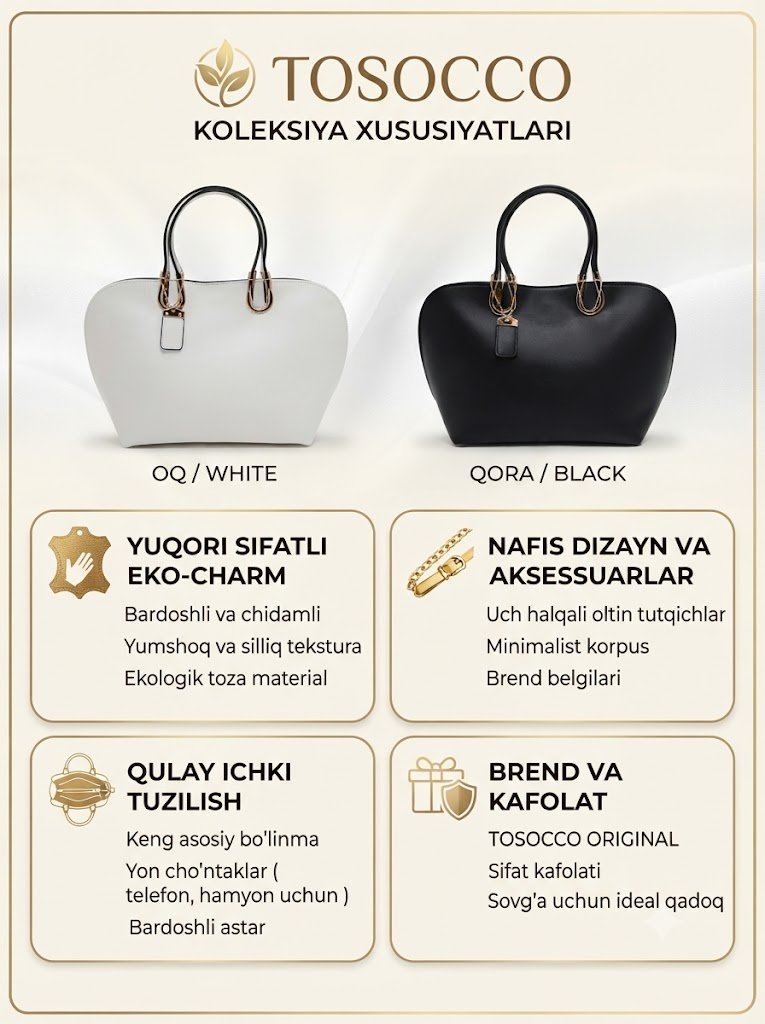TOSOCCO Elegant Ayollar Sumkasi – Uslub va Sifat Uyg‘unligi  17238