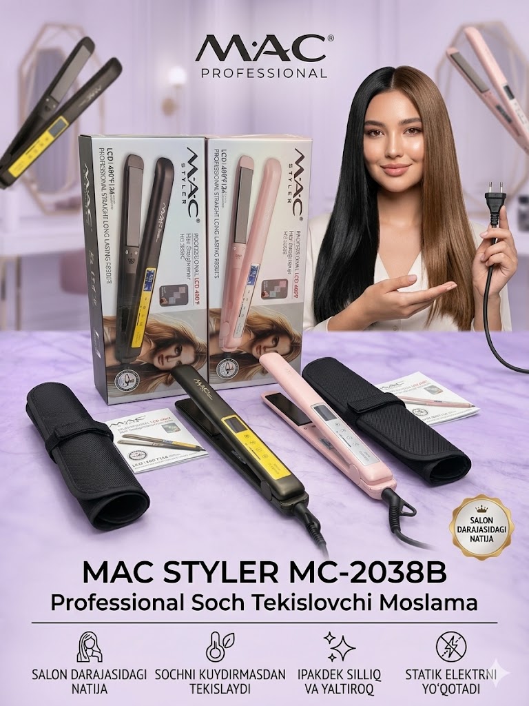 MAC STYLER MC-2038B Professional Hair Straightener al