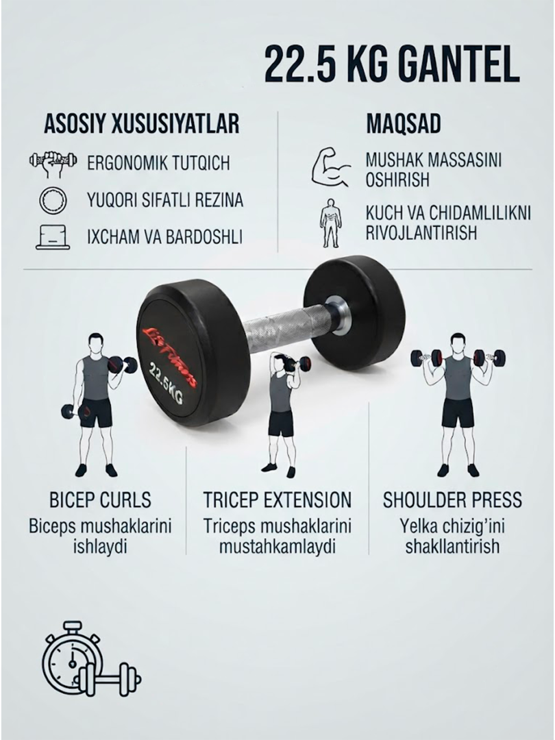 Life Fitness 22.5 KG Ergonomik Rezinali Gantel  16945