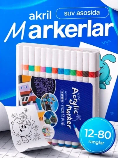 Akril markerlar chizish uchun to'plam acrylic marker sketchmarker