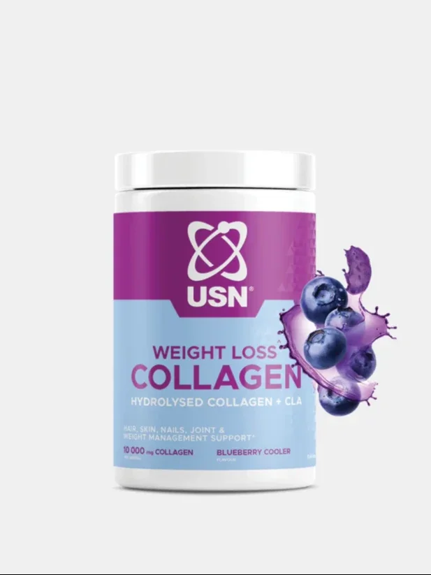 USN Weight Loss Collagen – Ozish va go‘zallik uchun gidrolizlangan kollagen + CLA kompleksi (Chernika ta’mli, 300g)  sportfood  17962