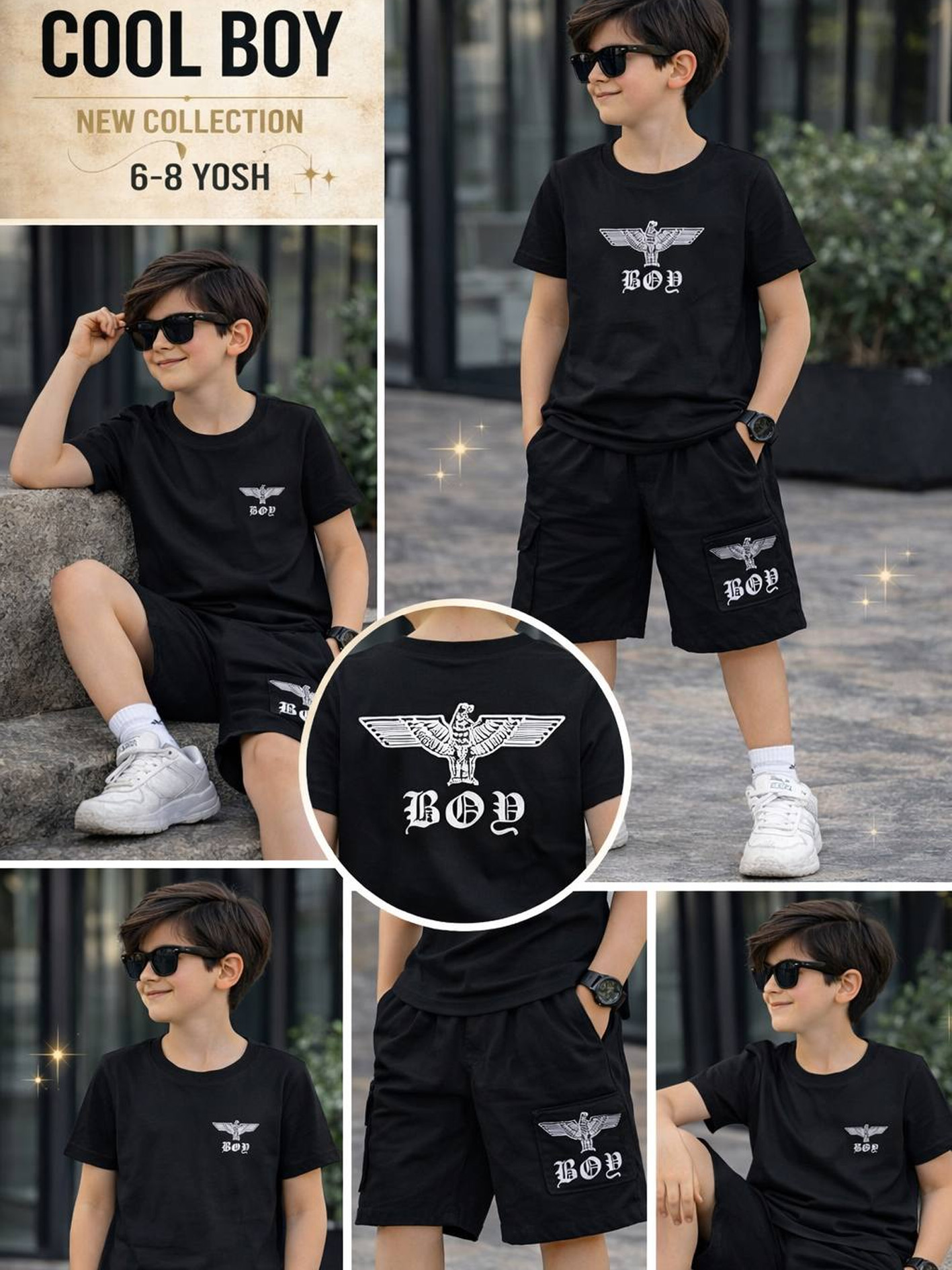 O‘g‘il bolalar uchun yozgi ikkitalik kiyim to‘plam (futbolka + shortik) b11q482d