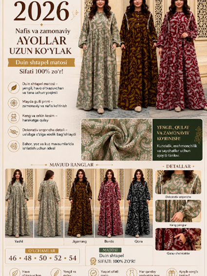 Premium klassdagi nafis ayollar ko‘ylagi – "Duin shtapel" matosidan  apjq93d  16672