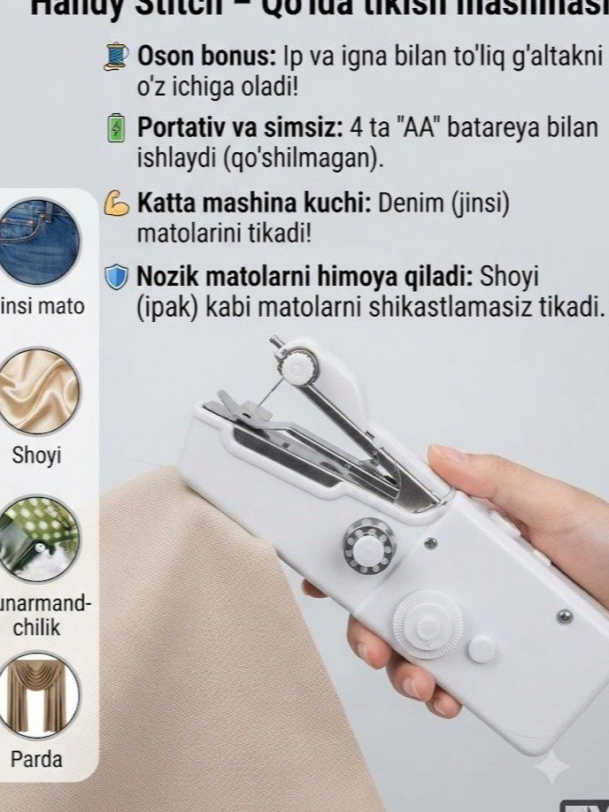 Handy Stitch CS-101B — Qo'lda Ishlatiluvchi Mini Tikuv Mashinasi   16863
