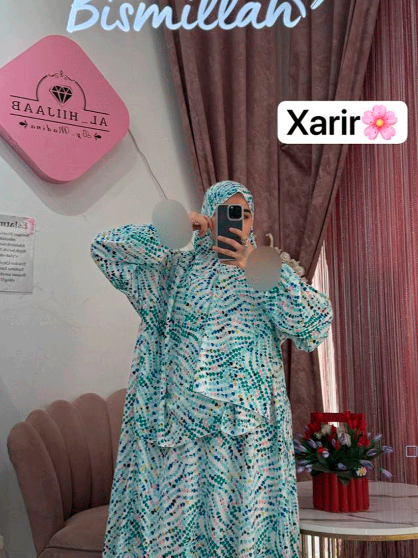 Muslim ayollar libosi – ko‘ylak va sharflik to‘plam  b7q402d