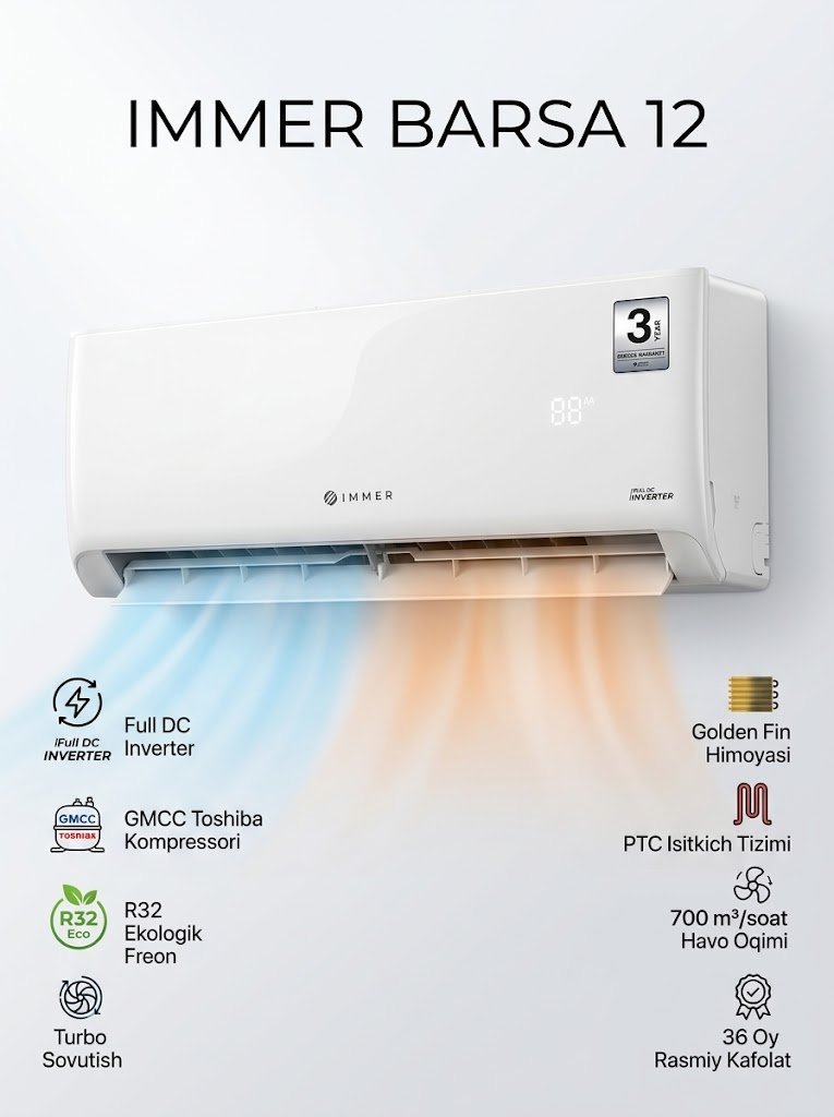 IMMER BARSA 12 Konditsioner — Full DC Inverter, GMCC Toshiba Kompressor, R32    15833