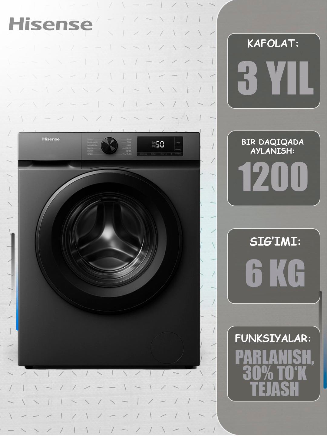 Kir yuvish mashinasi Hisense 7 кг