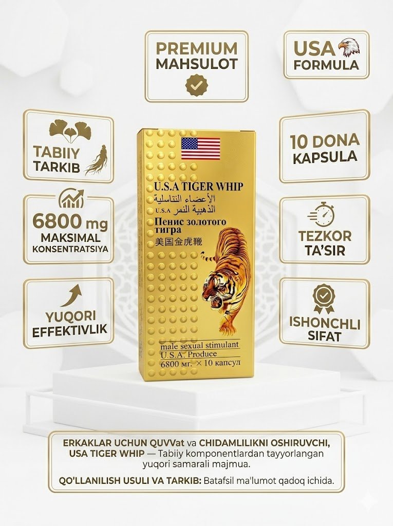 ERKAKLAR UCHUN BIOLOGIK FAOL QO‘SHIMCHA (BAA) – “OLTIN YO‘LBARS”  b1q2b703/7d
