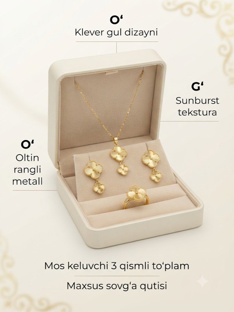 Ikki gulli kaskad klever dizaynidagi toshsiz oltin fason to'plami  rd  18506