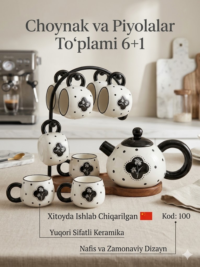 Choynak va piyolalar to'plami — 6+1 | Coffee & Tea Muen Style