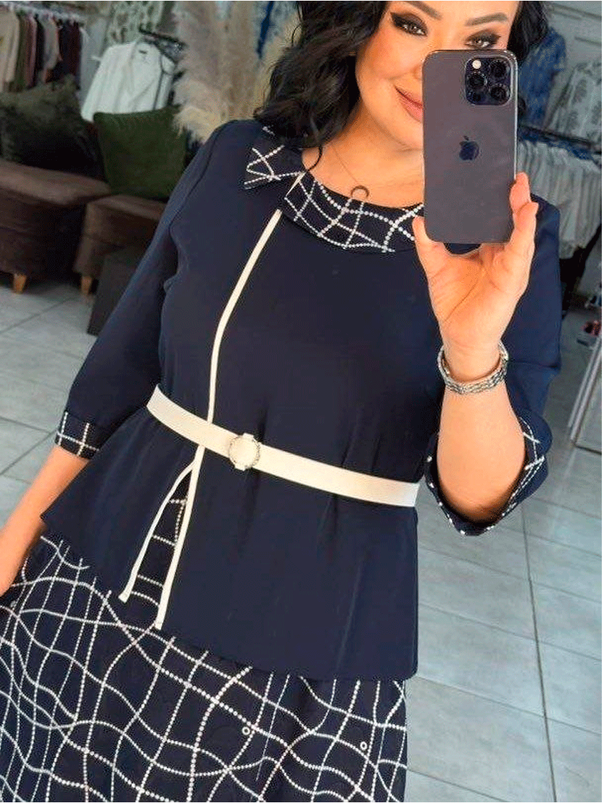 Ayollar ko‘ylagi (Liza kombinirovanniy, krep shifon mato, plus size) b8q368d