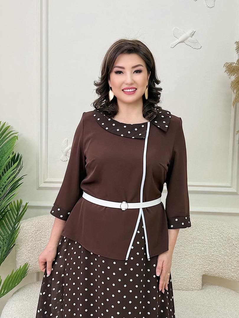 Ayollar ko‘ylagi (Liza kombinirovanniy, krep shifon mato, plus size) b8q368d