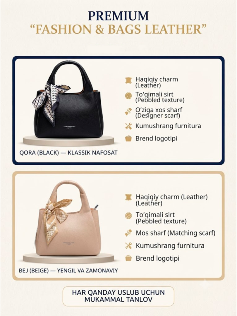 Fashion & Bags: Sharf bilan bezatilgan nafis charm sumka  17208