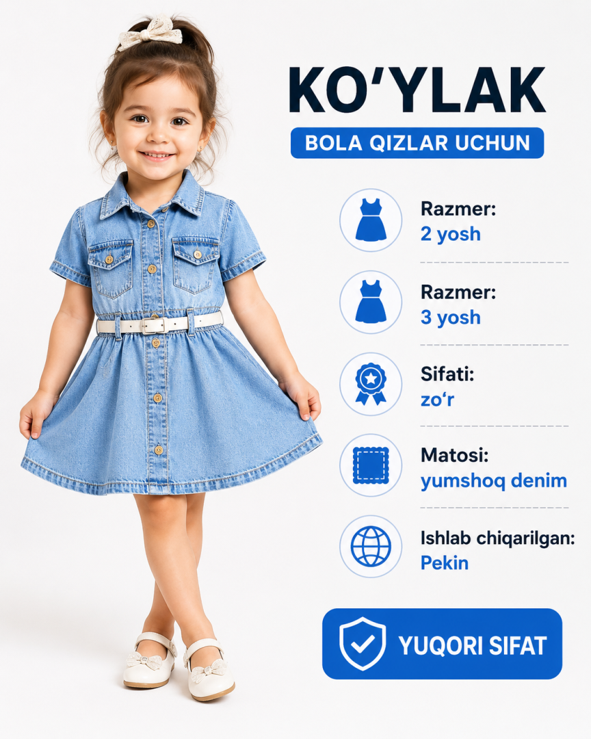 Qizaloqlar uchun nafis jinsi ko'ylak b1q690d