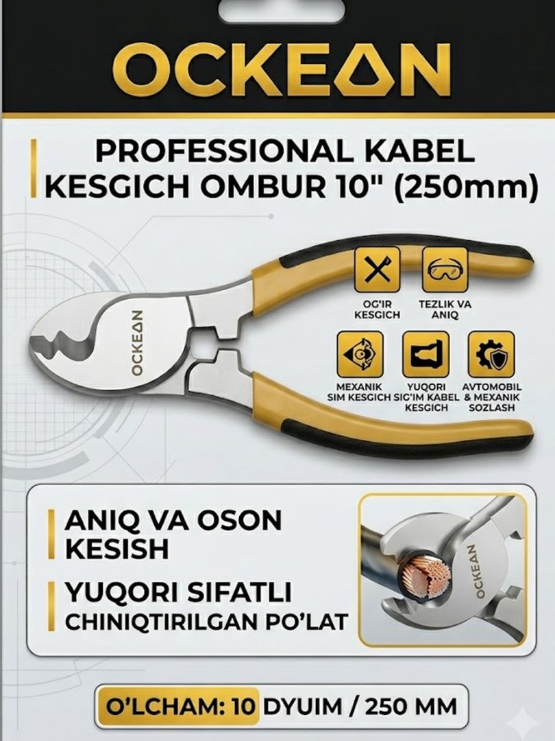 Kabel kesgich ombur 10 – sim va kabellarni aniq hamda oson kesish uchun professional asbob  16184