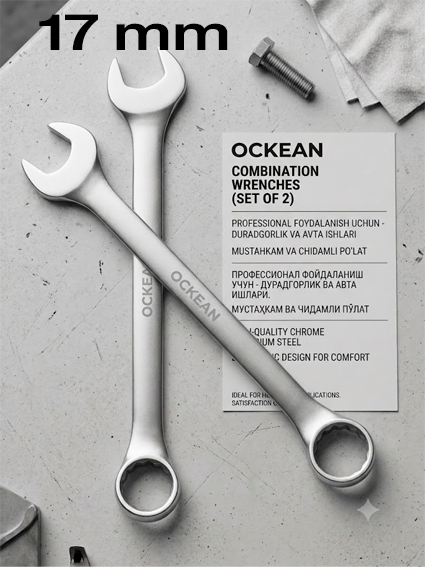 OCKEAN Kombinatsiyalangan Kalit (Nakidnoy-rozhkoviy) 17 mm – Professional Asbob  15325