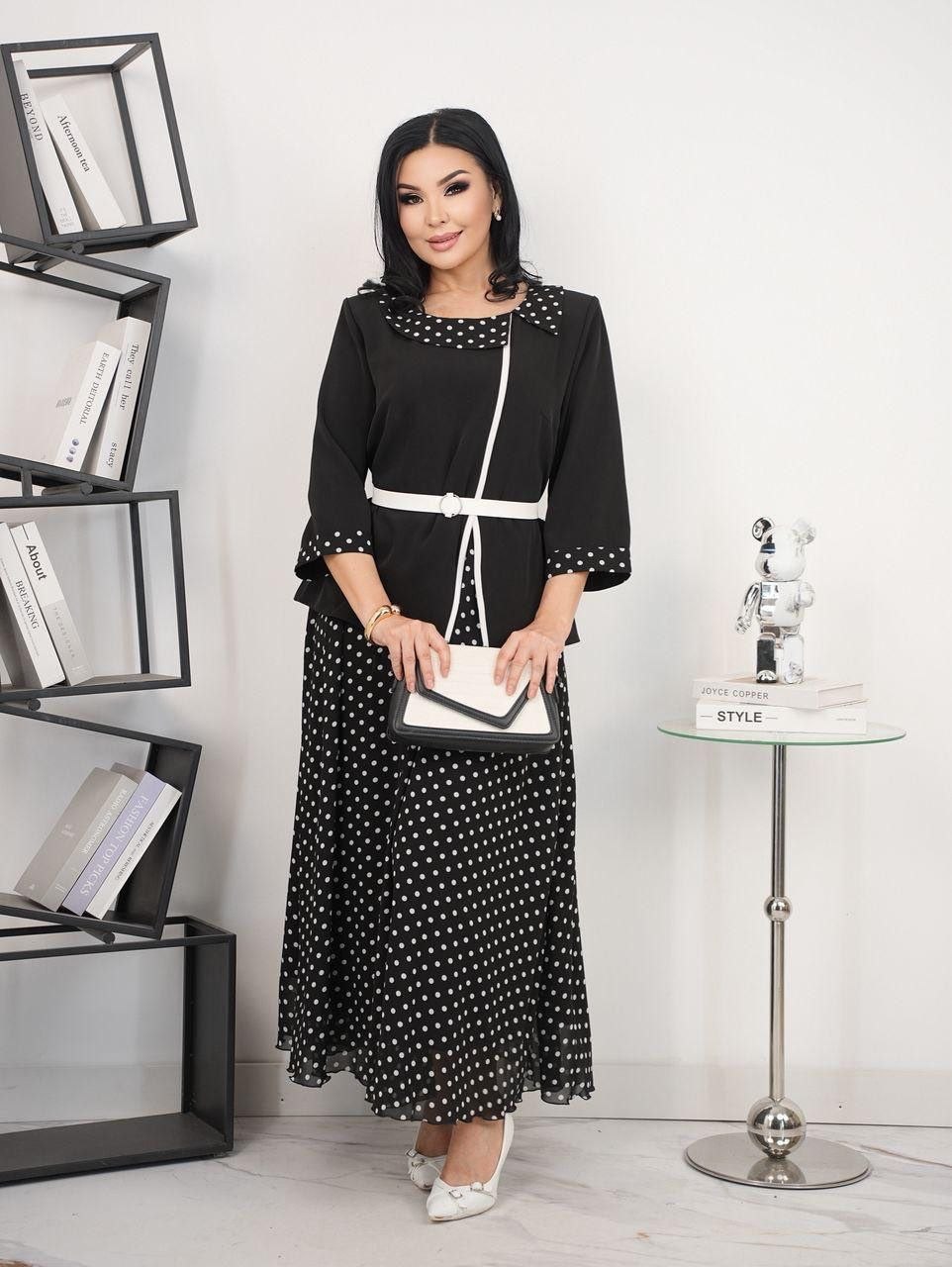 Ayollar ko‘ylagi (Liza kombinirovanniy, krep shifon mato, plus size) b8q368d
