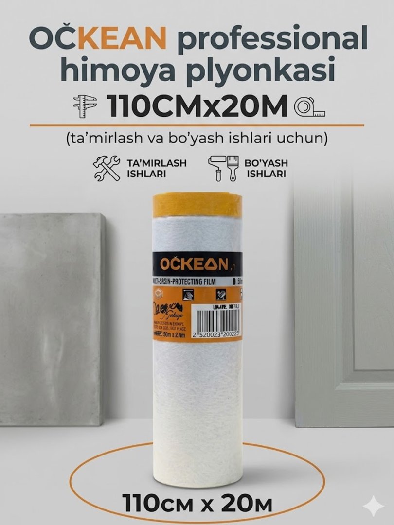 OCKEAN professional himoya plyonkasi 110CMx20M (ta'mirlash va bo'yash ishlari uchun)  15948