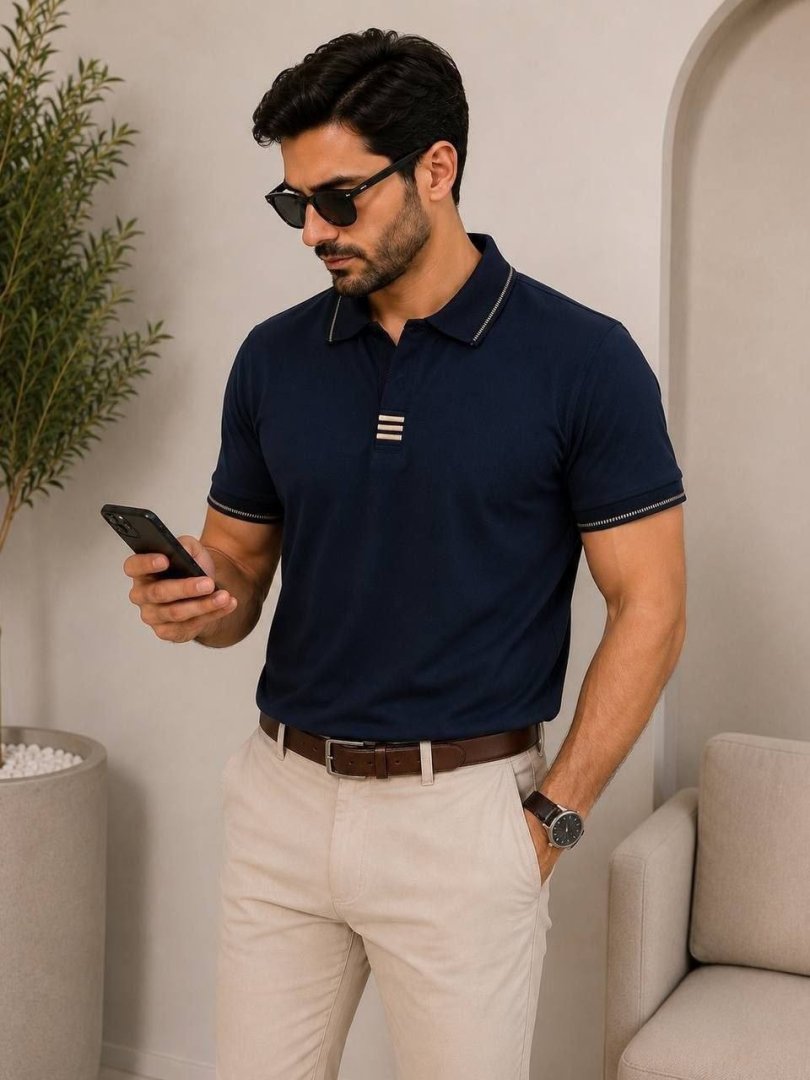 Erkaklar uchun yoqali polo futbolka (Italyanka) – Turkiya premium paxtasi  19025  b.8q.158d