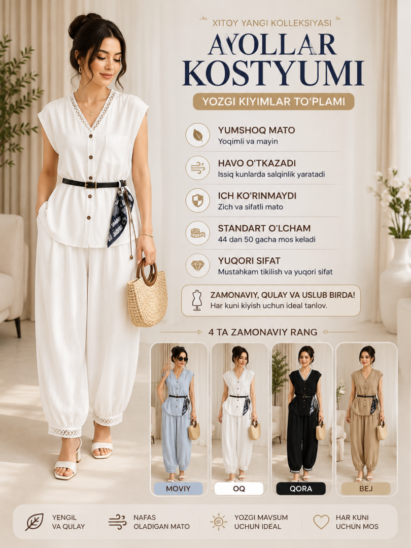 Ayollar kostyumi dvoyka Xitoy yangi kolleksiyasi yozgi kiyimlar to'plami    b7q126d   18637