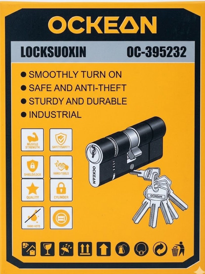 OCKEAN Buragichli (povorotnikli) eshik qulfi lichinkasi 70 mm – Professional tsilindr (Locksuoxin OC-395232, 1 dona)   15914