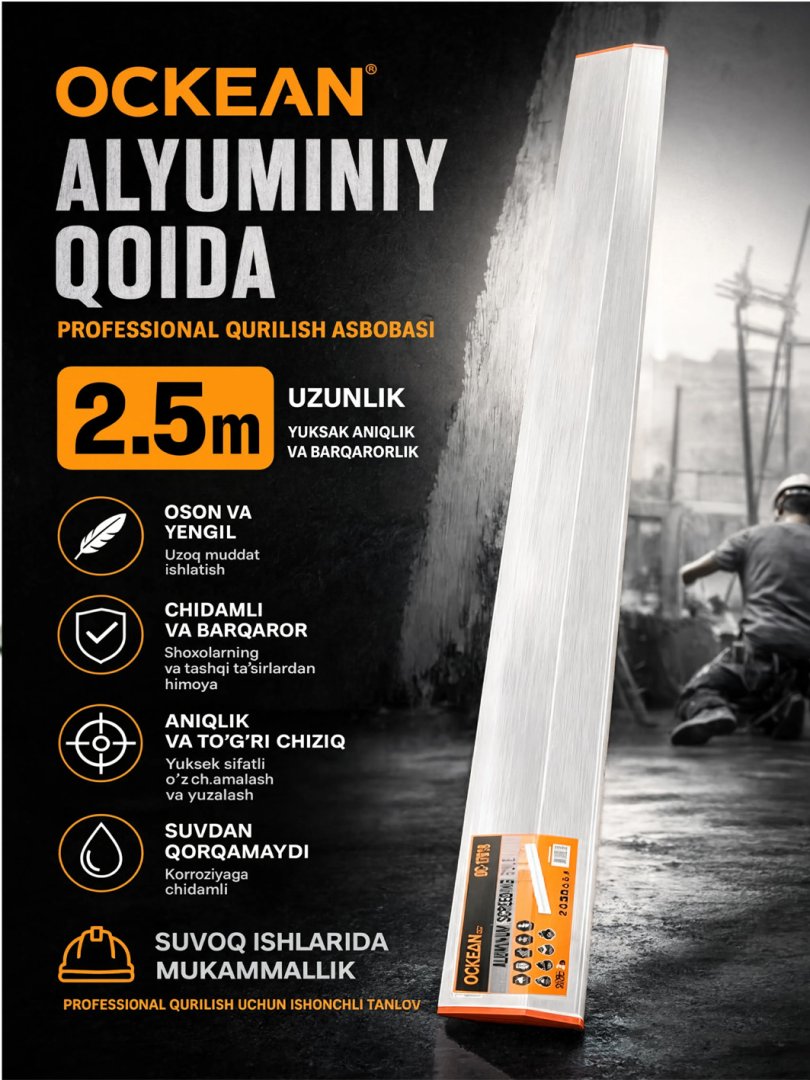 OCKEAN Alyuminiy Qoida (Pravilo) – Suvoq Ishlarida Mukammallik  2.5m   15298