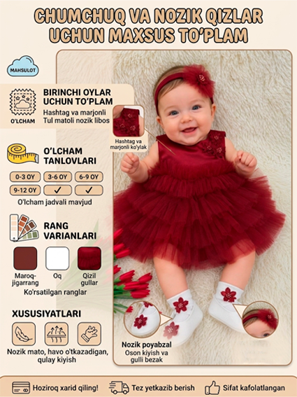 Qizaloqlar uchun bayramona  ko‘ylak  16798