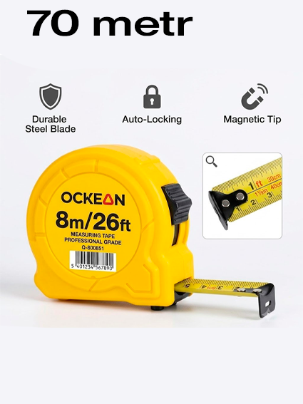 OCKEAN Professional o‘lchov lentasi (Ruletka) - Sariq dizayn  5 m  15399