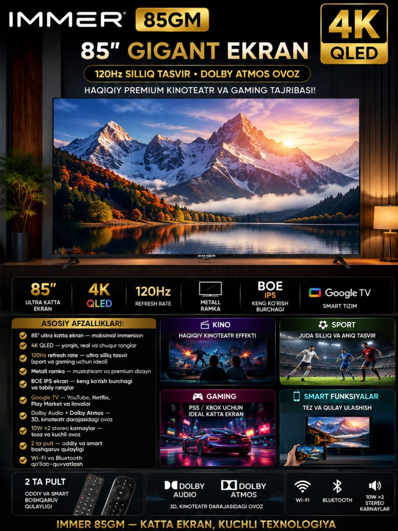 Immer 85GM — ultra premium 85" QLED 4K 120Hz Smart Televizor H79