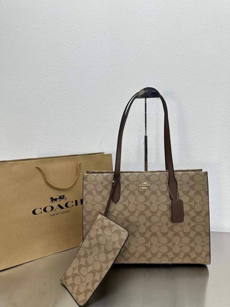 Ayollar uchun monogram naqshli tote sumka + hamyon to'plami — COACH uslubida   b2q7d